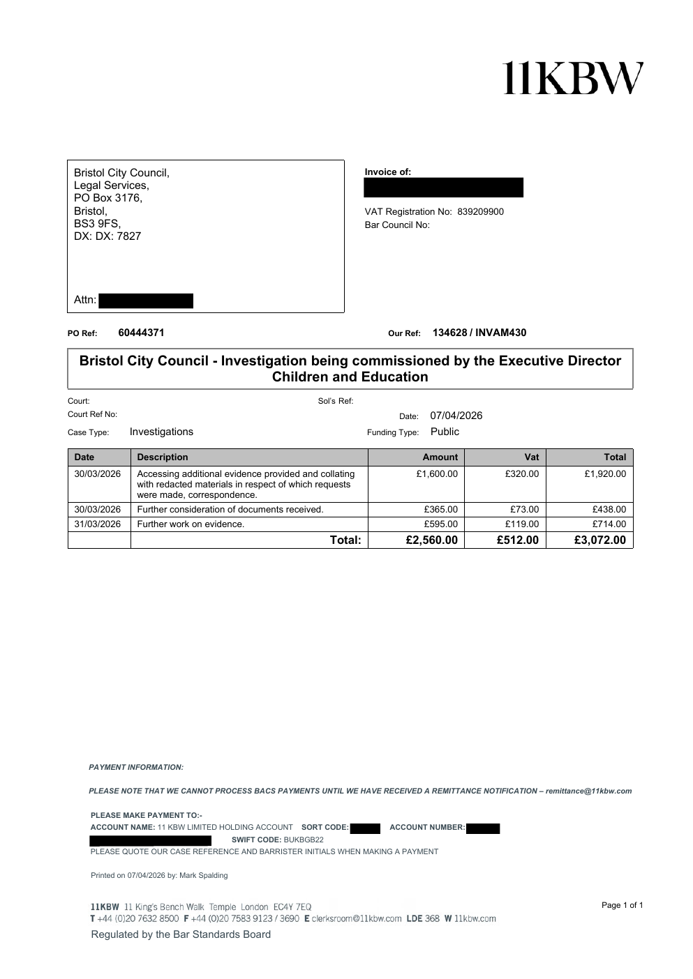 Invoice INVAM430 page 1