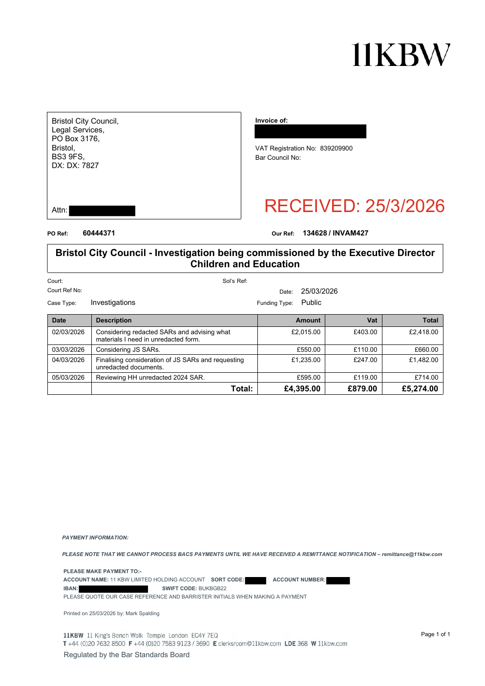 Invoice INVAM427 page 1