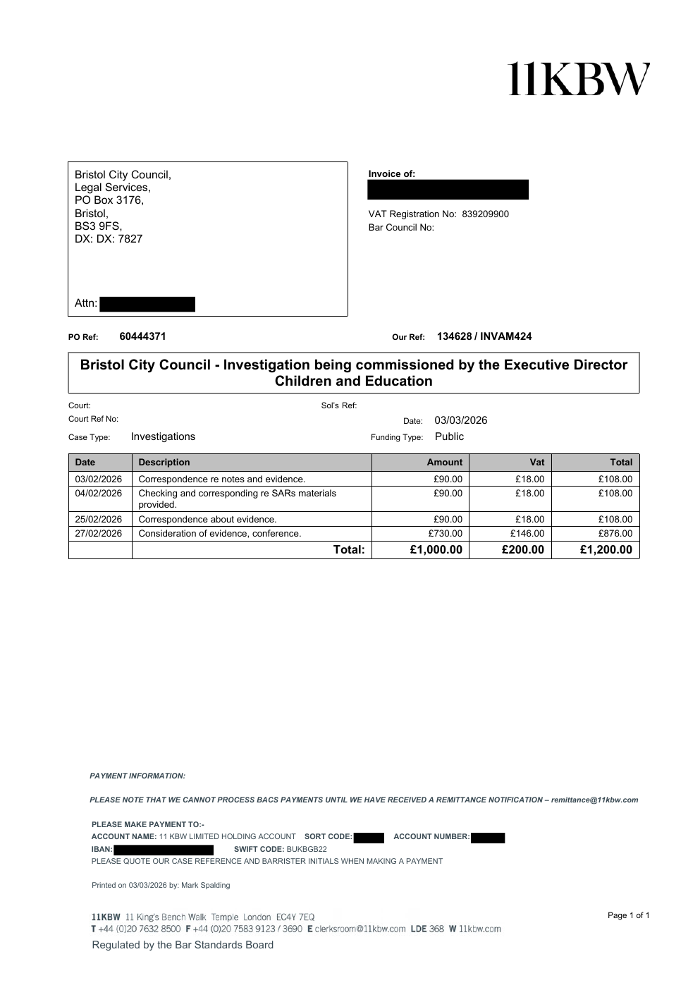 Invoice INVAM424 page 1