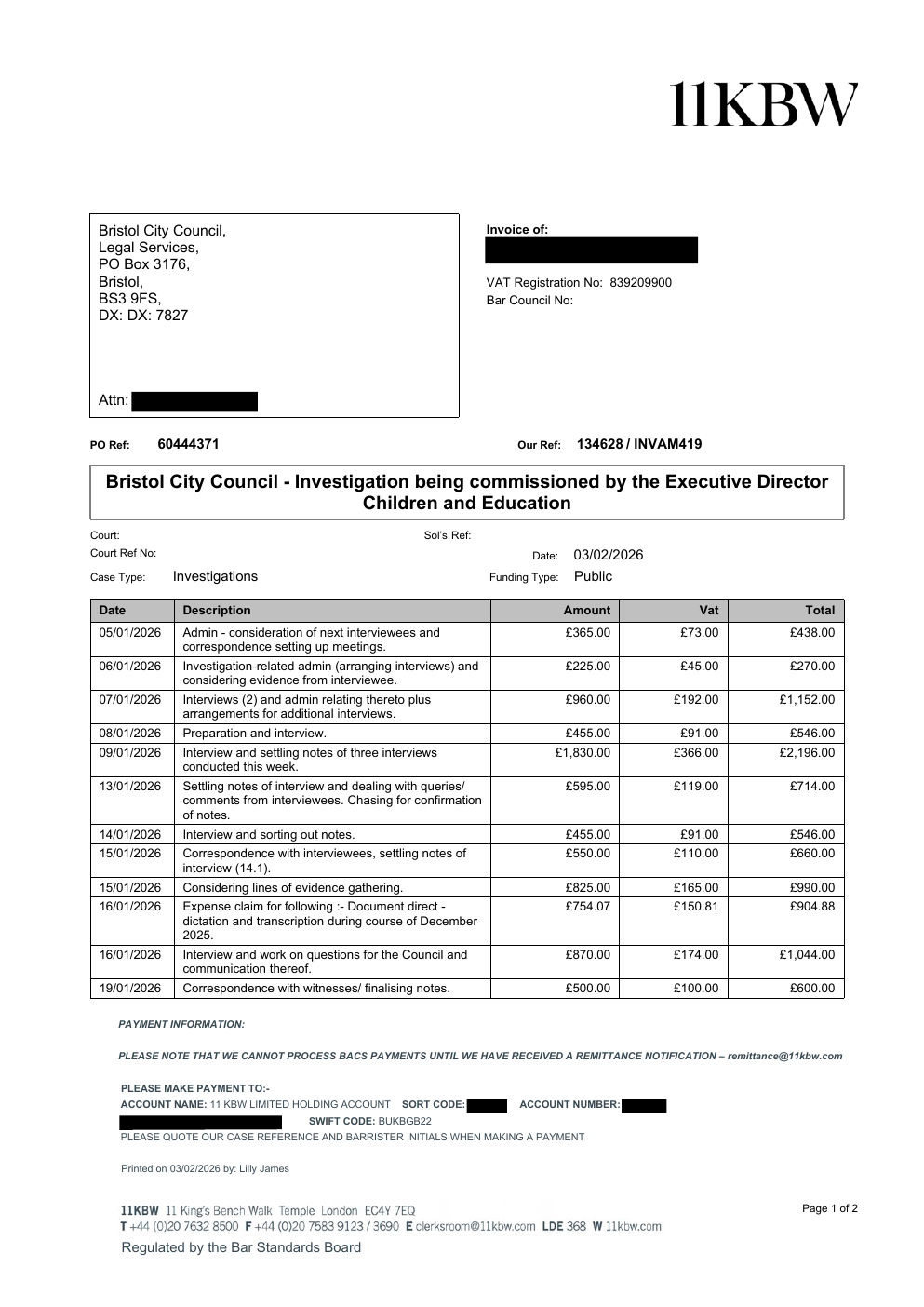 Invoice INVAM419 page 1