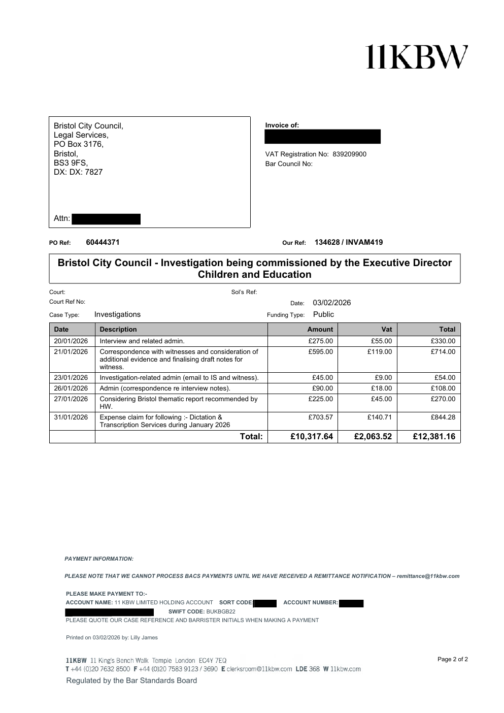 Invoice INVAM419 page 2